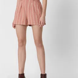 Vero Moda Women Pink & White Striped Regular Fit Shorts-picture-31