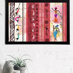 eCraftIndia Red & White Tribal Theme Satin Matt Texture UV Art Painting-picture-2
