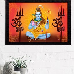 eCraftIndia Orange & Blue Lord Shiva Satin Matt Texture UV Art Painting-image-74
