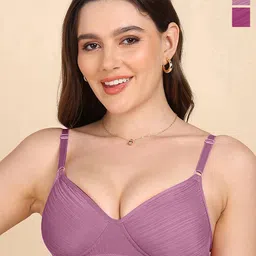 KOMLI Pack of 2 Lightly Padded Stripe-Print Full Coverage Bra-55