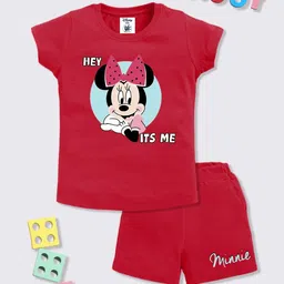 YK Disney Girls Minnie Printed Pure Cotton T-shirt with Shorts-image-61