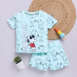 YK X Tinyo Boys Snoopy Printed Pure Cotton T-shirt with Shorts-image-22