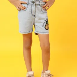 TALES & STORIES Girls Blue Embellished Regular Fit Denim Shorts-picture-37