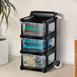 RUBOXA Transparent & Black 3 Layer Drawer Organiser Organisers image 2