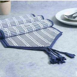 Wonderchef Blue & White Printed Pure Cotton Como Table Runner image 3