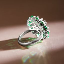 Rubans Rhodium-Plated Cubic Zirconia Studded Floral Adjustable Finger Ring image 2