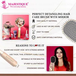 MAJESTIQUE Set Of 2 Finesse Single Side Make-Up Handheld Mirror With Flat Hair Brush. image 4