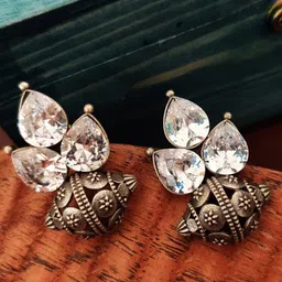 Binnis Wardrobe White & Silver-Plated Contemporary Studs Earrings-41