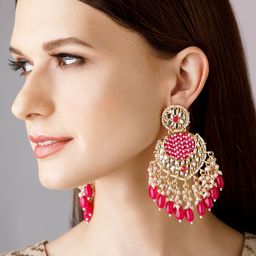 Rubans Gold-Toned Crescent Shaped Gold-Plated Chandbalis Earrings-14