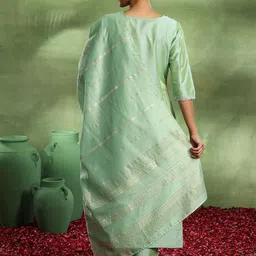 gerua by libas Libas Ethnic Motifs Embroidered Sequinned Kurta with Trouser & Dupatta image 5