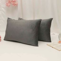 the conversion Dark Grey Solid 200 TC Velevt 2 Pillow Covers-picture-39