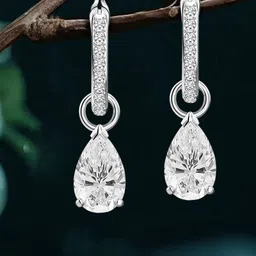 Peora Silver-Plated American Diamond Studded Contemporary Drop Earrings-1