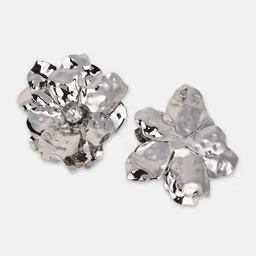 SOHI Silver-Plated Contemporary Artificial Stones Studded Drop Earrings image 3