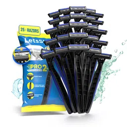 LetsShave 25Pcs Pro 2 Blade Plus Disposable Shaving Razor image 1