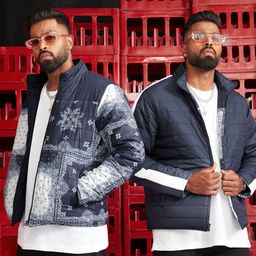 The Souled Store Navy Blue Ethnic Motif Printed Stand Collar Reversible Puffer Jacket-image-13