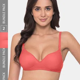 KOMLI Pack of 2 Heavily Padded Seamless Cotton Balconette Bra-picture-15