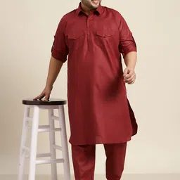 SOJANYA PLUS Plus Size Men Maroon Kurta with Salwar image 2