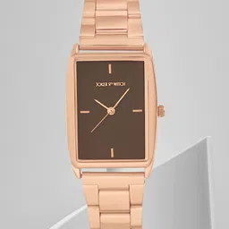JOKER & WITCH Women Brown Dial & Gold Toned Stainless Steel Bracelet Style Straps Analogue Watch-image-15