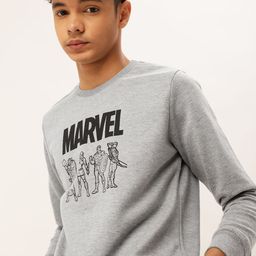 Kook N Keech Marvel Teens Boys Grey Melange & Black Marvel Printed Sweatshirt-picture-14