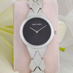 JOKER & WITCH Women Black Patterned Dial & Stainless Steel Straps Analogue Watch- AMWW490-47