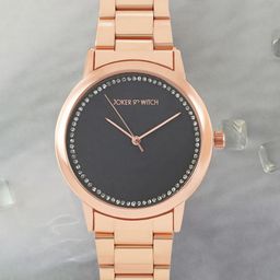 JOKER & WITCH Women Grey Dial & Gold Toned Stainless Steel Straps Analogue Watch AMWW572-16