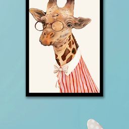 Art Street Brown and Red Cute Giraffe Painted Framed Wall Art-31
