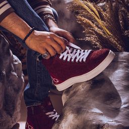 Saint G Men Mid Top Breathable Leather Contrast Sole Sneakers-image-57