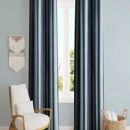 Aura Black & Blue 2 Pieces Room Darkening Door Curtain-10