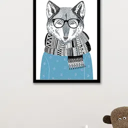 Art Street Blue & Black The Winter Wolf Pencil Design Wall Art-image-68
