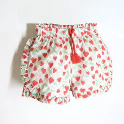 Cherry Crumble Girls Pink & Green Conversational Printed Shorts-22