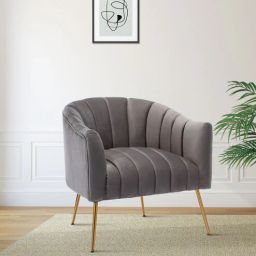 casacraft from pepperfry Jella Velvet Armchair In Grey Colour-picture-47