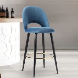 casacraft from pepperfry Deva Velvet Bar Chair In Blue Colour-picture-30