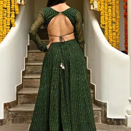 Lavanya The Label Green & Gold-Toned Printed Ready to Wear Lehenga & Blouse With Dupatta image 4
