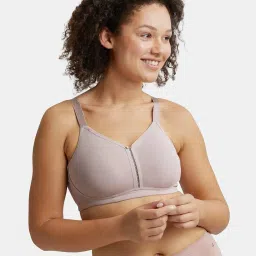 jockey ES27 Wirefree Non Padded Cotton Elastane Full Coverage Plus Size Bra with Broad Wings image 1