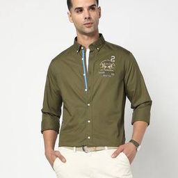 Men Logo Embroidered Tailored Fit Shirt-image-90