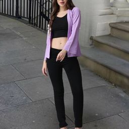 popwings Ribbed Front-Open Shrug with Back Bow Accent image 5