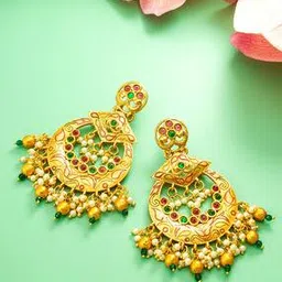 Gold-Plated Pearl Chandbali Earrings-38