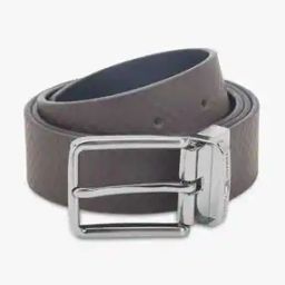 Men Checked Leather Belt with Buckle Closure-picture-10