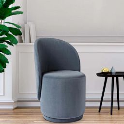 casacraft from pepperfry Hanu Velvet Barrel Chair In Blue Colour-picture-46