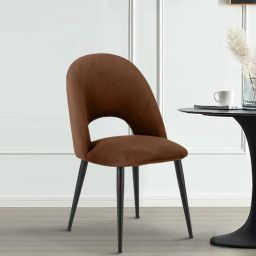 casacraft from pepperfry Deva Velvet Dining Chair In Brown Colour-picture-25