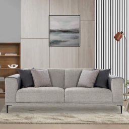 casacraft from pepperfry Franklin Fabric 3 Seater Sofa in Grey Colour-picture-0
