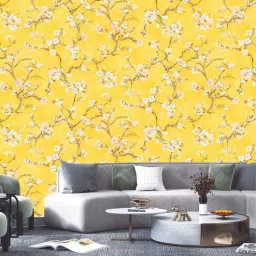fedora wallpapers White & Yellow Vinyl & Paper Bloom Wallpaper-picture-3