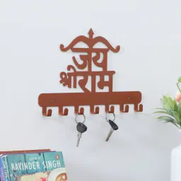 mint furnish Jai Shri Ram Orange Metal Key holder-picture-21