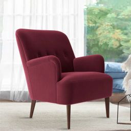 casacraft from pepperfry London Velvet Lounge Chair In Maroon Color-picture-36