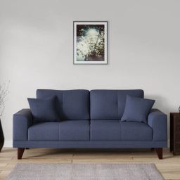 woodsworth from pepperfry Antonio Fabric 3 Seater Sofa In Navy Blue Colour-picture-13