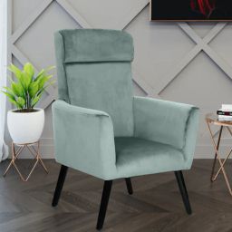 casacraft from pepperfry Morocco Velvet Lounge Chair In Mint Green Colour-picture-30