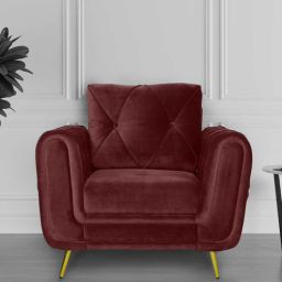 casacraft from pepperfry Atlantis Velvet 1 Seater Sofa in Wine Red Colour-picture-25