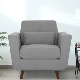 casacraft from pepperfry Santiago Fabric 1 Seater Sofa In Ash Grey Colour-picture-14