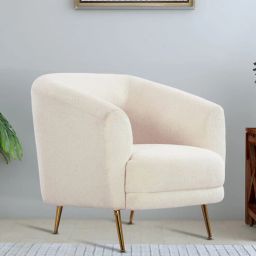 casacraft from pepperfry Paz Boucle Fabric Lounge Chair In Beige Colour-picture-32