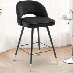 casacraft from pepperfry Amstard Velvet Bar Chair in Black Colour-picture-33